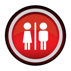 Toilet, wc, restroom sign isolated on red background