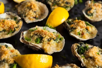 Gordijnen Homemade Creamy Oysters Rockefeller © Brent Hofacker