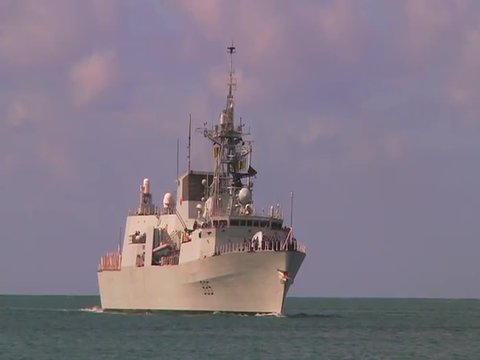 The Canadian Navy ship Calgary Halifax class frigate sails near Hawaii.
