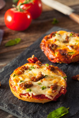 Sausage and Pepper Pizza Bagels