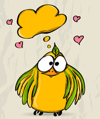 Poster with funny bird. 