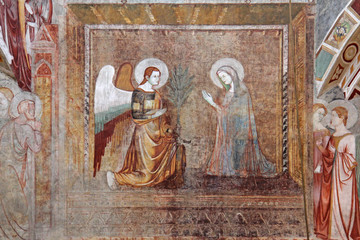 Annunciazione con angeli e santi; affreschi del tiburio, abbazia di Chiaravalle Milanese