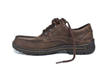Brown male shoes isolated on white.