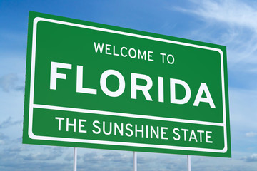 Welcome to Florida concept on road sign