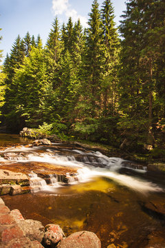 Waterfall at White Labe River in Giant Mountains