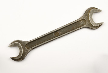 Tools isolated against a white background. Spanner on a white background. wrench on a white background. steel open-ended spanner isolated on white background