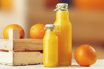 Orange juice on table close-up