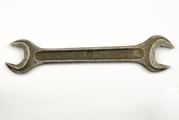 Tools isolated against a white background. Spanner on a white background. wrench on a white background. steel open-ended spanner isolated on white background