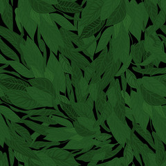 Fototapeta na wymiar Green leaves seamless pattern