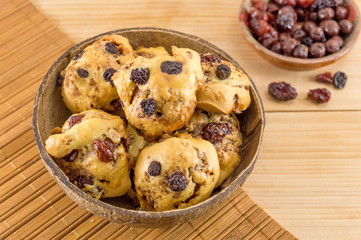 Homemade cookies with aronia and cranberries