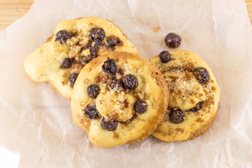 Homemade muffins with aronia and cranberries