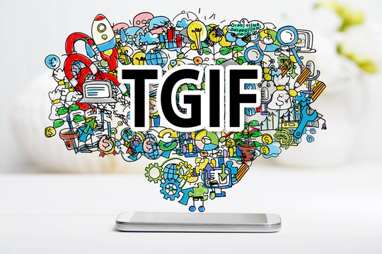 TGIF concept with smartphone