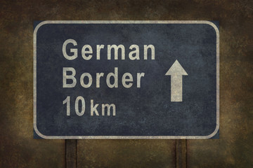 Fototapeta premium Germany border 10km roadside sign illustration