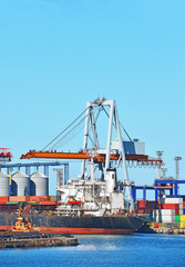 Cargo crane and ship