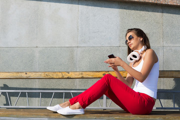 Girl having good time outdoors