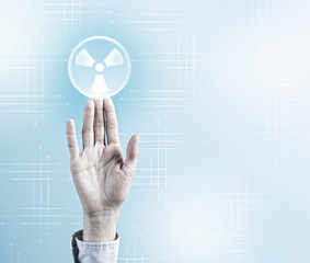 Man using icon of media interface 