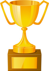 Gold cup trophy with handle vector image
