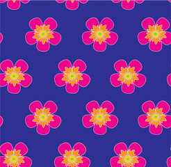 wild rose flowers polka dot on dark blue background seamless vector pattern
