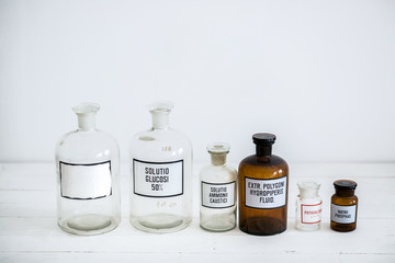 Antique glass bottles retro stylish design 