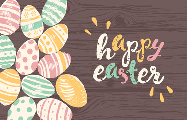 Happy Easter greeting card eggs