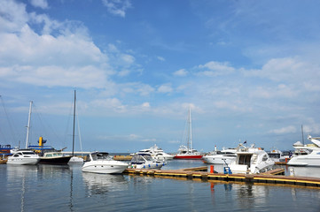 Fototapeta na wymiar Motor yacht in jetty