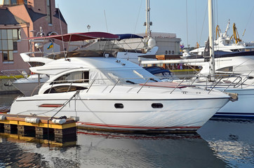 Fototapeta premium Motor yacht in jetty
