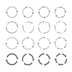 Fototapeta premium Set of grey circle vector arrows