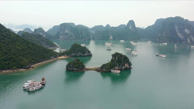 Halong Bay Vietnam 4K Aerial Video Background