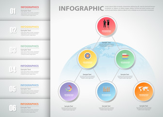 6 steps infographic template. can be used for workflow layout, diagram