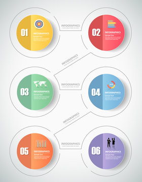 6 steps infographic template. can be used for workflow layout, diagram