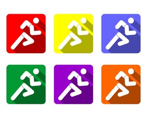 Running icon flat square