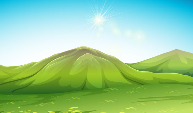 Nature scene with green mountain