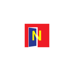 N initial letter with door