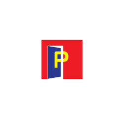 Fototapeta premium P initial letter with door