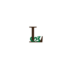 L initial letter with green leaves