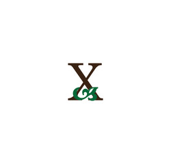 X initial letter with green leaves