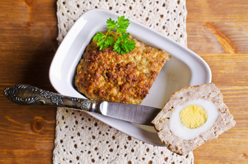 Meat Loaf with boiled egg