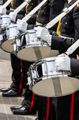 drummers of military band on parade