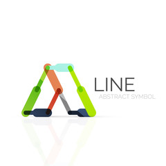 Linear abstract logo, connected multicolored segments of lines geometrical figure