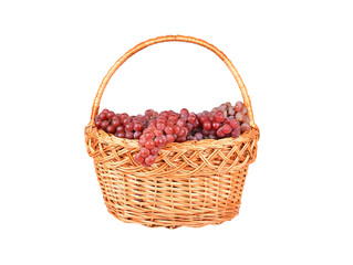 Fototapeta na wymiar Red grape in a wattled basket