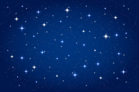 Night sky with shining stars background. Vector horizontal 