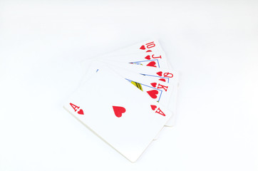 Playing cards isolated on white background