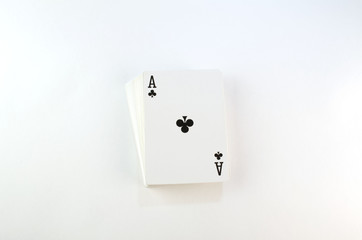 deck of playing cards on a white background, ace of clubs