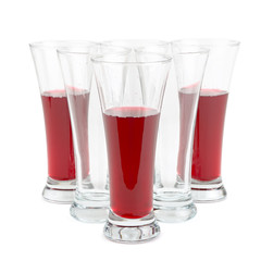 glasses with fruit juice isolated on white background