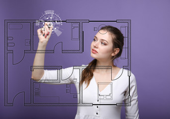 female architect working with a virtual apartment plan