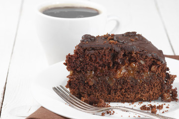 Chocolate cake and coffee
