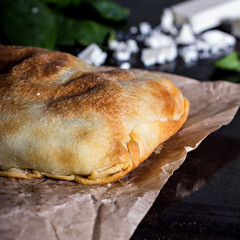 Pie or strudel with spinach and feta cheese