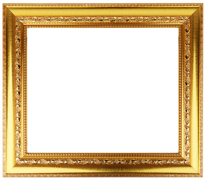 Gold vintage frame isolated on white. Gold frame louis abstract design.