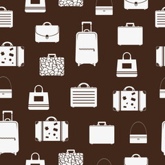Bags and suitcases vector seamless pattern