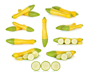 Yellow zucchini isolated on the white background